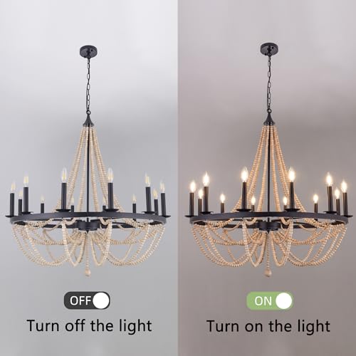 Beaded Chandelier Boho Light Fixture 38" French Country Chandeliers
