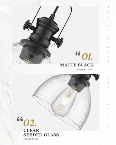 7.5" Black Pendant Lights Kitchen Island