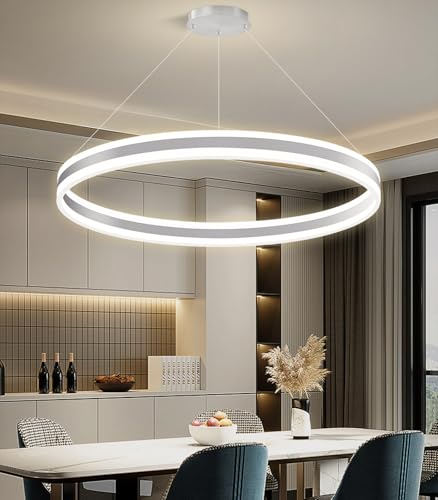 D31.5'' Modern Ring Chandelier for Dining Room LED Dimmable Pendant Lighting High Ceiling Chandelier for Living Room Foyer Bedroom Entryway 3000K