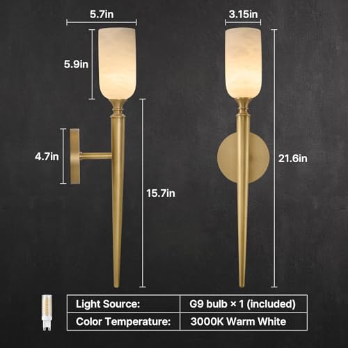 21.6" Natural Alabaster Sconce