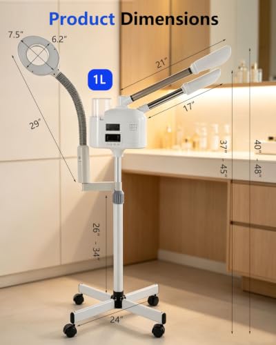 Professional Facial Steamer with 5X LED Magnifying Lamp 3 in 1
