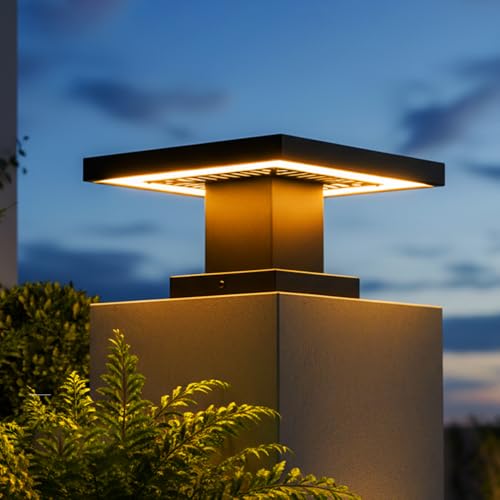 Outdoor Post Lights Modern 3000K LED Column Caps Lights Waterproof Outside Housing Pillar Lights Hard Wired Landscape Pathway Lamp Fence Deck Caps Lanterns For Gate Mailbox Pier Pedestal Lighting