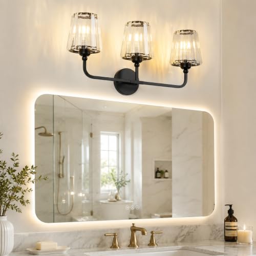Modern Bathroom Light Fixtures (Matte Black / 3 Light)
