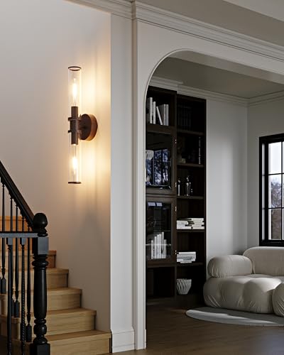 Walnut Wireless Battery Operated Wall Sconces with Remote Control
