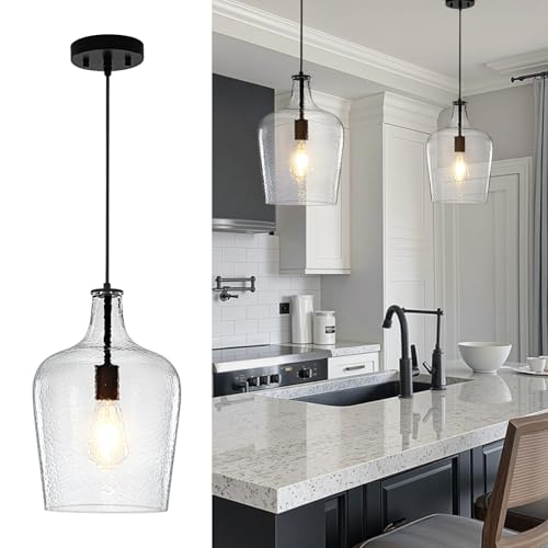 2 Pack 9.3" Glass Pendant Lighting for Kitchen Island (2 Count)