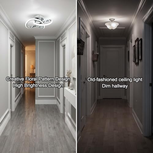 Hallway Light Acrylic Modern LED Ceiling Light Fixtures Cool White 6000K Close to Ceiling Lights for Bedroom Bathroom Kitchen Balcony Corridor Stair Aisle Curved Creative Design Celing lamp