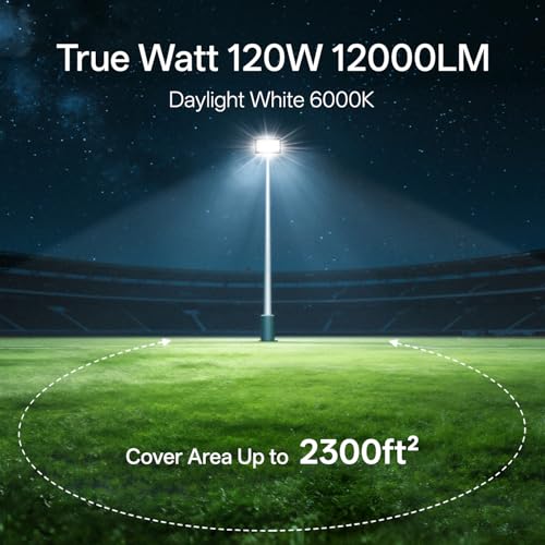 120W Flood Lights Outdoor Hardwired Security Light IP66 Waterproof 6000K