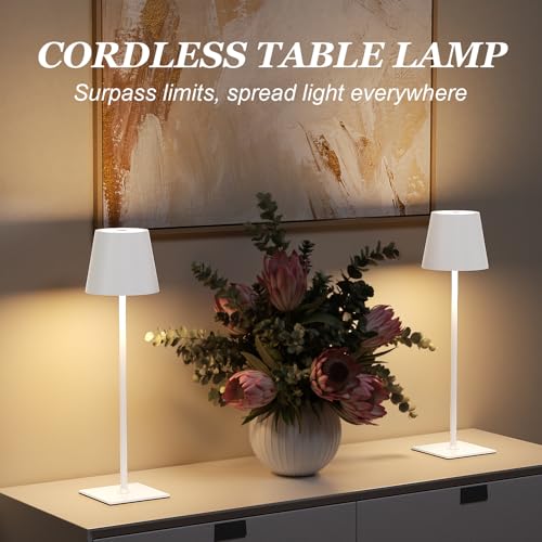 White Gold Cordless Rechargeable Table Lamp 5000mAh Battery Operated Lamps