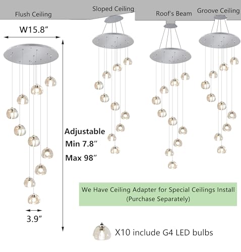 Modern Chandeliers for Dining Room Adjust High Ceiling Chandelier Light Fixtures Entrance LED Dimmable Ceiling Pendant Drops Light Remote Lights for Living Room Stairwell 2700K 6000K