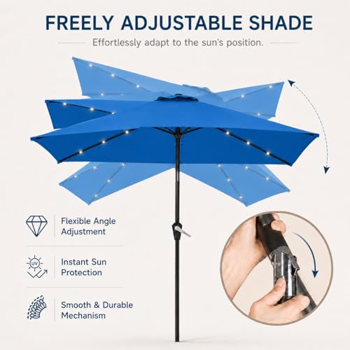6.5 x 10ft Rectangular Patio Umbrella with Solar Lights