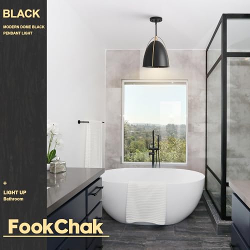 Black Dome Pendant Light 10in Kitchen Island Pendant Lighting Modern Black & Gold Ceiling Pendant Light Fixture for Kitchen Sink Dining Room