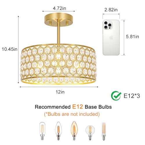 Gold Crystal Ceiling Light Fixture