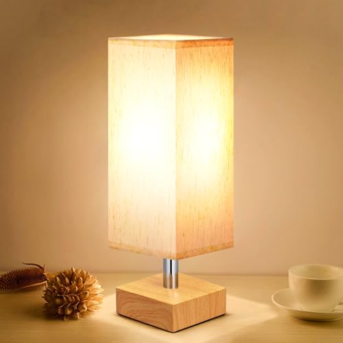 Wood Grain Small Bedside Lamp for Bedroom