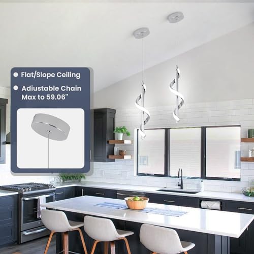 3 Packs Modern Spiral Led Pendant Light Fixture (3 Count)
