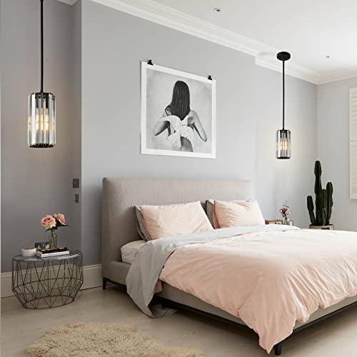 Black Pendant Lighting Modern Pendant Light Mini Crystal Chandeliers (2 Count)