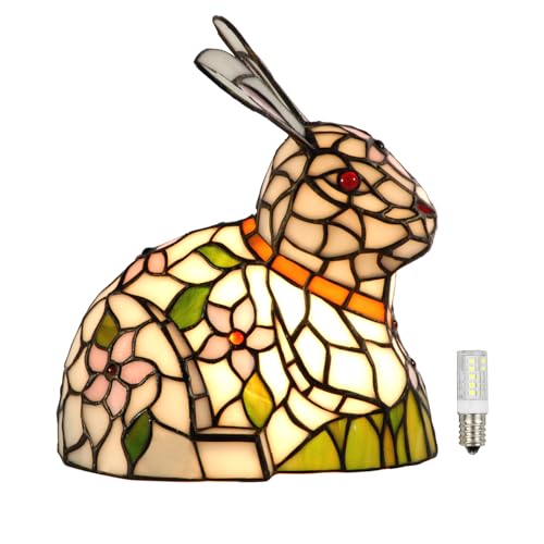 A0012 Tiffany Style Lovely Ratbbit Table Lamp Handmade Stained Glass Animal Night Light