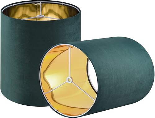 GOSO Tall Drum Natural Velvet Green Lamp Shades (2 Count)