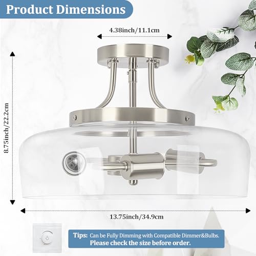3 Light Semi Flush Mount Light Fixture