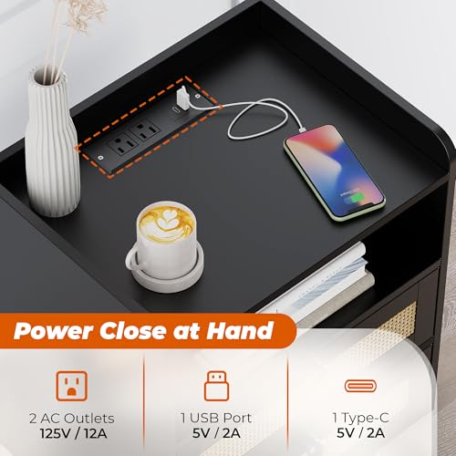 Night Stand with Charger Station (2 Count)