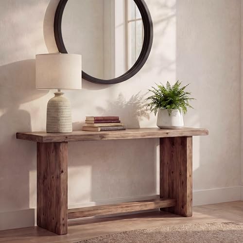 Home 24" Natural Beige Textured Ceramic Table Lamp with Tan Linen Shade