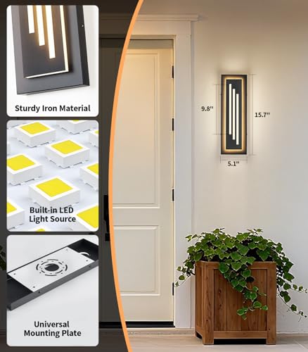 15.7'' LED Outdoor Wall Lights Modern Black Indoor Wall Sconce Lighting