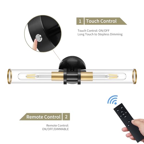 Black & Gold Wireless Battery Operated Wall Sconces with Remote (2 Count)