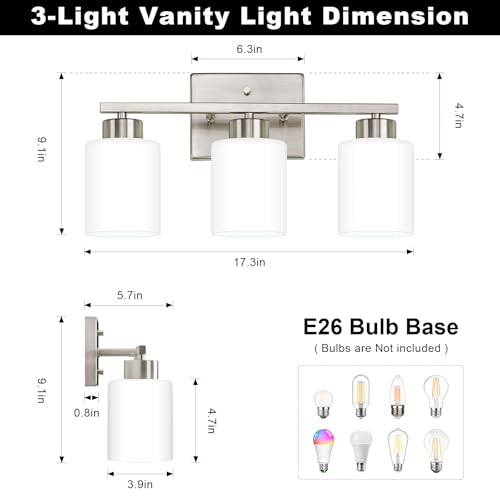 Brushed Nickel Bathroom Light Fixtures Vanity Lights Over Mirror