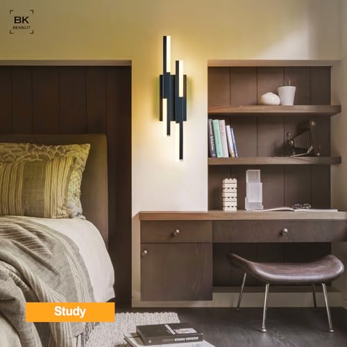 Modern LED Wall Sconce Black Remote Wall Light Fixtures for Bathroom
