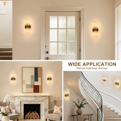 14in Modern Natural Alabaster Wall Sconce