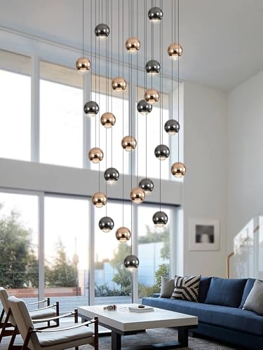 LED Staircase Chandelier Crystal Ceiling Lights Large Chandeliers for High Ceilings