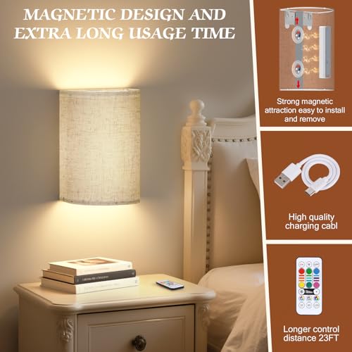 Battery Operated Wall Sconce Wireless Wall Sconces Set of Two (2 Count)