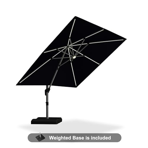Patio Umbrella with Base Included 10' X 10' Solar Light