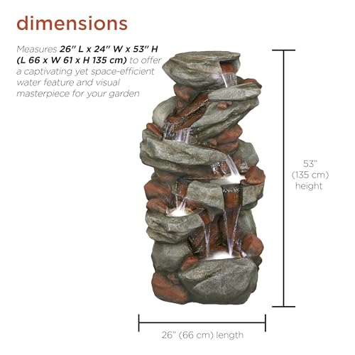 WIN1548 Outdoor Floor Cascading Stone Fountain with LED Lights