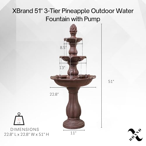 51" 3 Tier Outdoor Waterfall Fountain