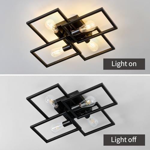 Black Industrial Semi Flush Mount Ceiling Light Kitchen Light Fixtures 4