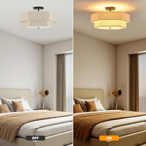 18" Large Black Semi Flush Mount Ceiling Light