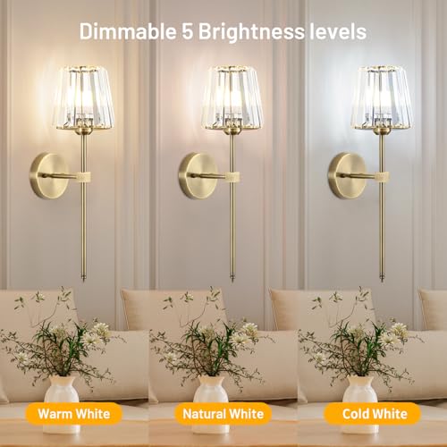 Crystal Battery Operated Wall Sconces Set of 2 (2 Count)