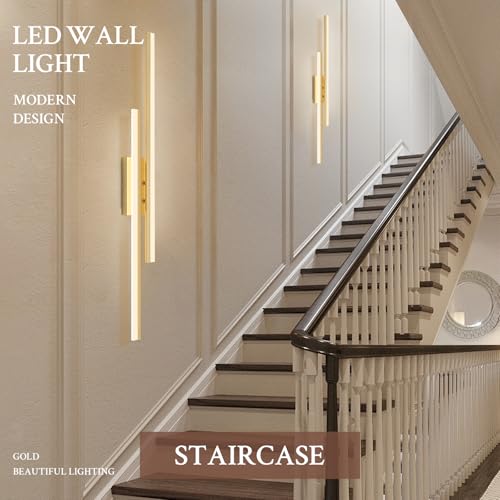 LED Wall Sconce Gold Modern Remote Wall Light Fixtures for Living Room