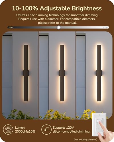 2 Pack Modern LED Outdoor Wall Lights (2 Count)