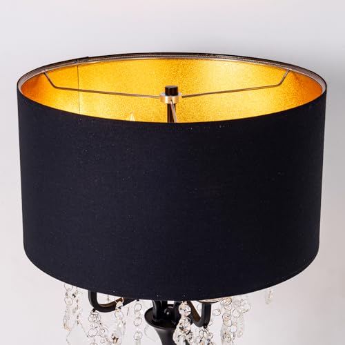Drum Shade Black Crystal Table Lamp