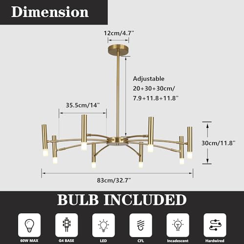 Brass Gold Chandelier Light Fixture Small Metal Candle Chandelier Farmhouse Sputnik Ceiling Light Fixture Modern Foyer Pendant Lighting