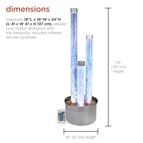 54" Tall 3 Tier Indoor and Outdoor Water Acrylic Bubble Fountain for Home