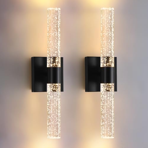 18 Inch Black Modern LED Wall Sconces Set of Two 3000K