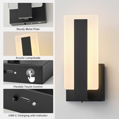 Peel and Stick Battery Operated Modern Wall Sconce Set of Two