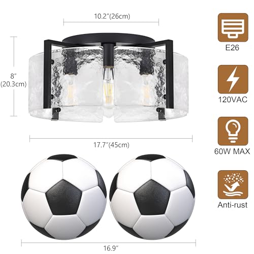 17.7'' Black Semi Flush Mount Ceiling Light