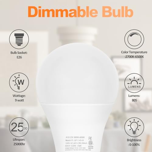 A19 LED Light Bulbs E26 Dimmable Bulb