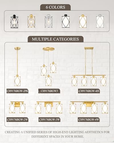 Brushed Gold Pendant Lights Kitchen Island 3 Pack (3 Count)