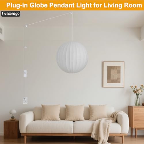 15.7in Plug in Hanging Lamp Large Lantern (Plug in White Round / 15.7in)