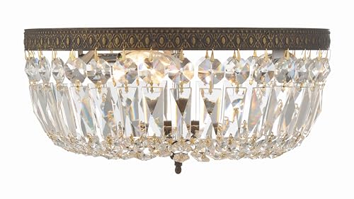 3 Light Spectra Crystal English Bronze Flush Mount