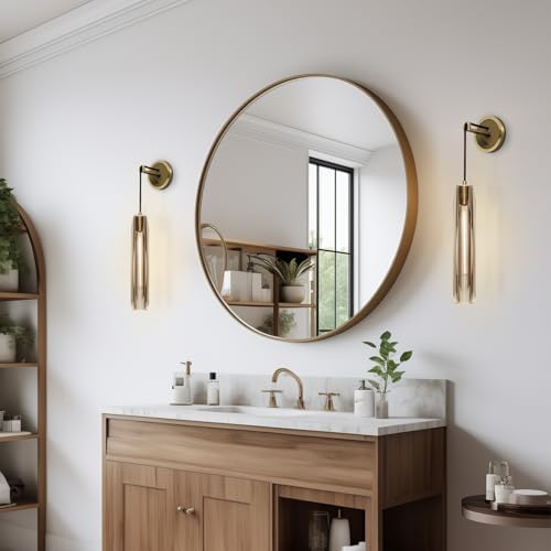 Lighting 15” Crystal Wall Sconce Light Indoor Amber Wall Sconce Modern Luxury Wall Sconces Gold Long Wall Lights for Living Room Bedroom Mid Century Wall Lamp